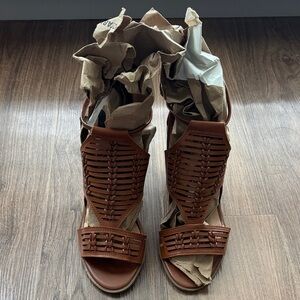 Merona Kerina Cognac Braided Heels